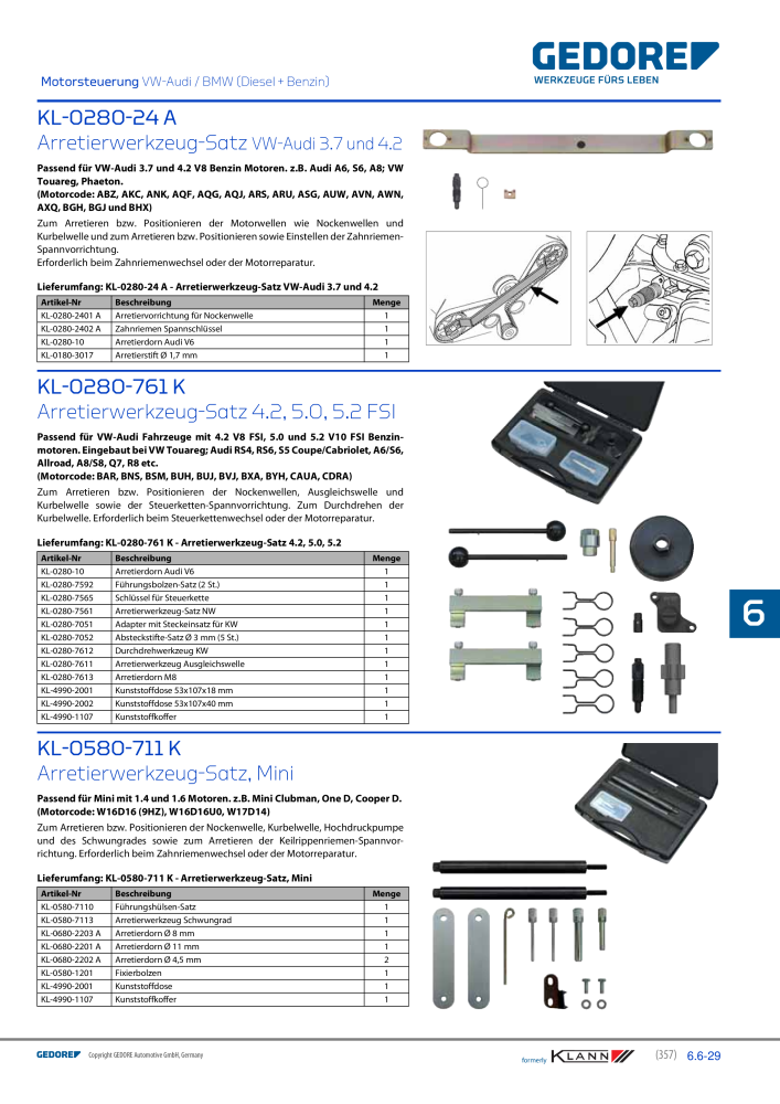 GEDORE Automotive KLANN Werkzeuge für Motoren NO.: 212 - Page 147