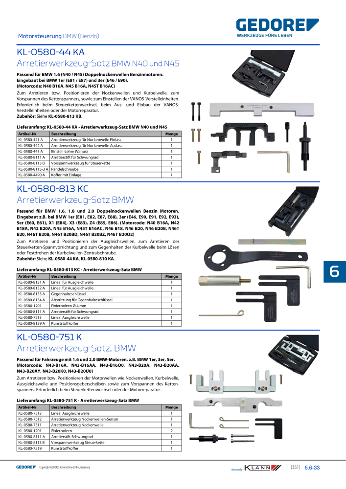 GEDORE Automotive KLANN Werkzeuge für Motoren NR.: 212 - Seite 151