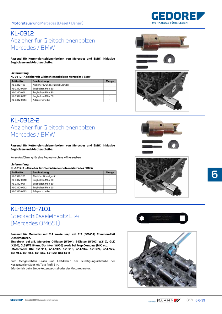 GEDORE Automotive KLANN Werkzeuge für Motoren NO.: 212 - Page 157