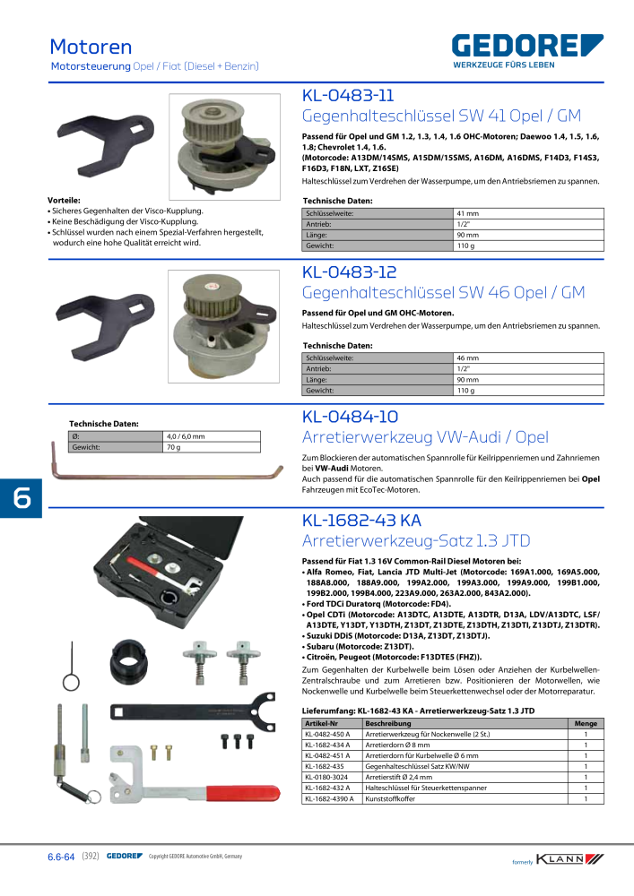 GEDORE Automotive KLANN Werkzeuge für Motoren NR.: 212 - Seite 182