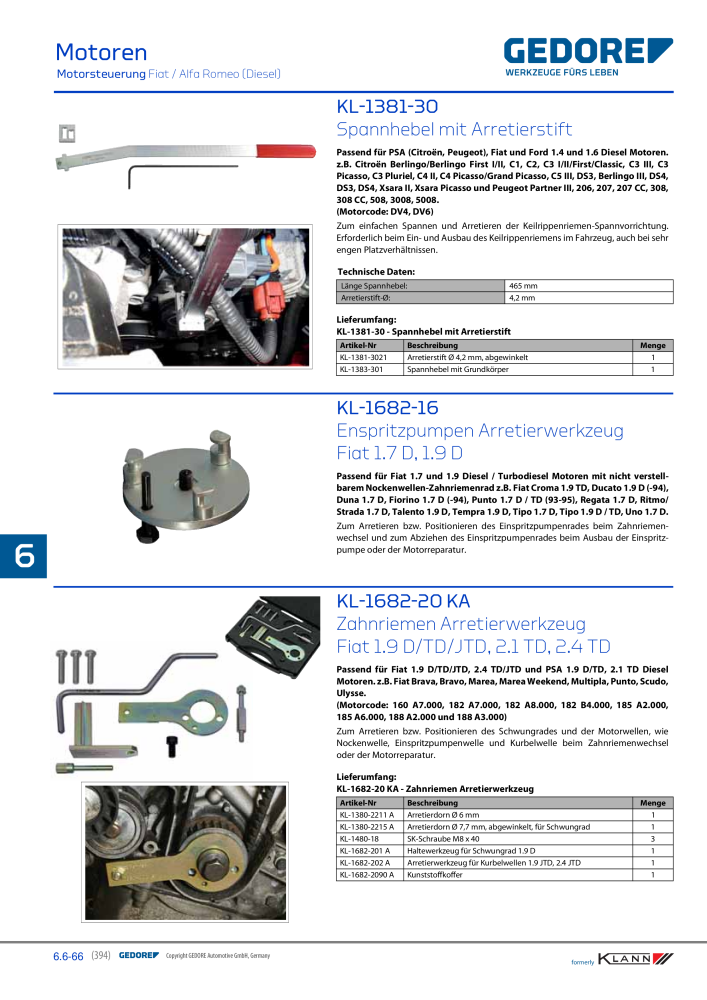 GEDORE Automotive KLANN Werkzeuge für Motoren NO.: 212 - Page 184