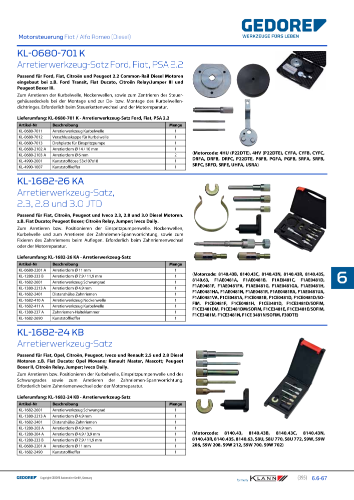 GEDORE Automotive KLANN Werkzeuge für Motoren NR.: 212 - Seite 185