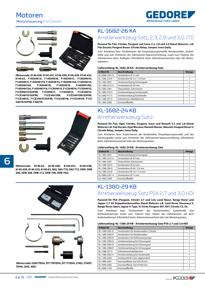 GEDORE Automotive KLANN Werkzeuge für Motoren Nb. : 212 - Page 194