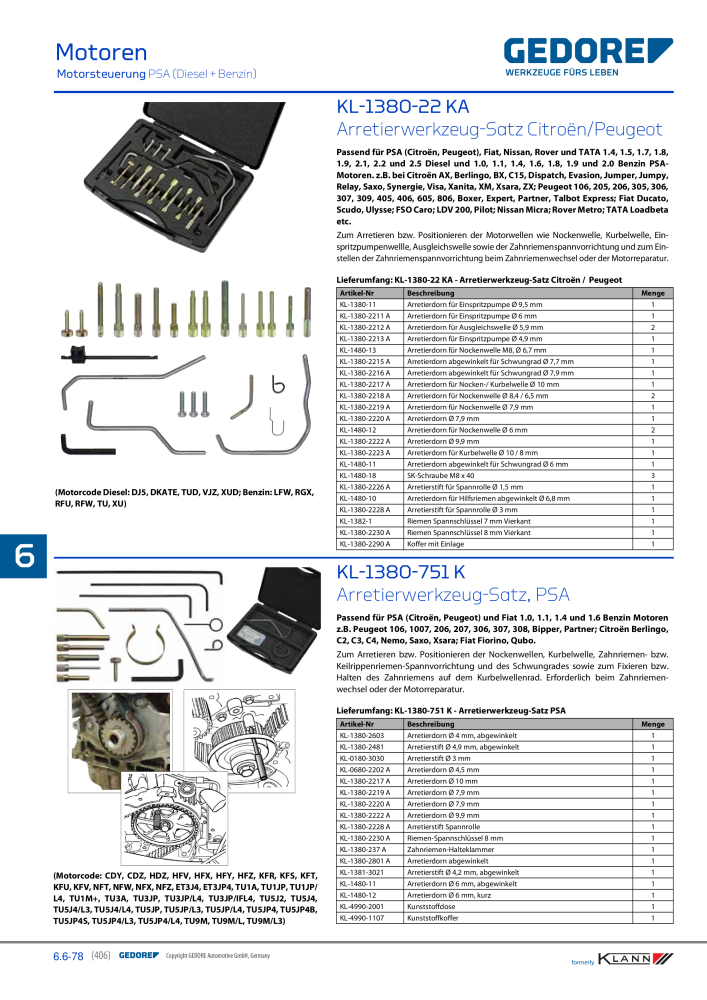 GEDORE Automotive KLANN Werkzeuge für Motoren NR.: 212 - Seite 196