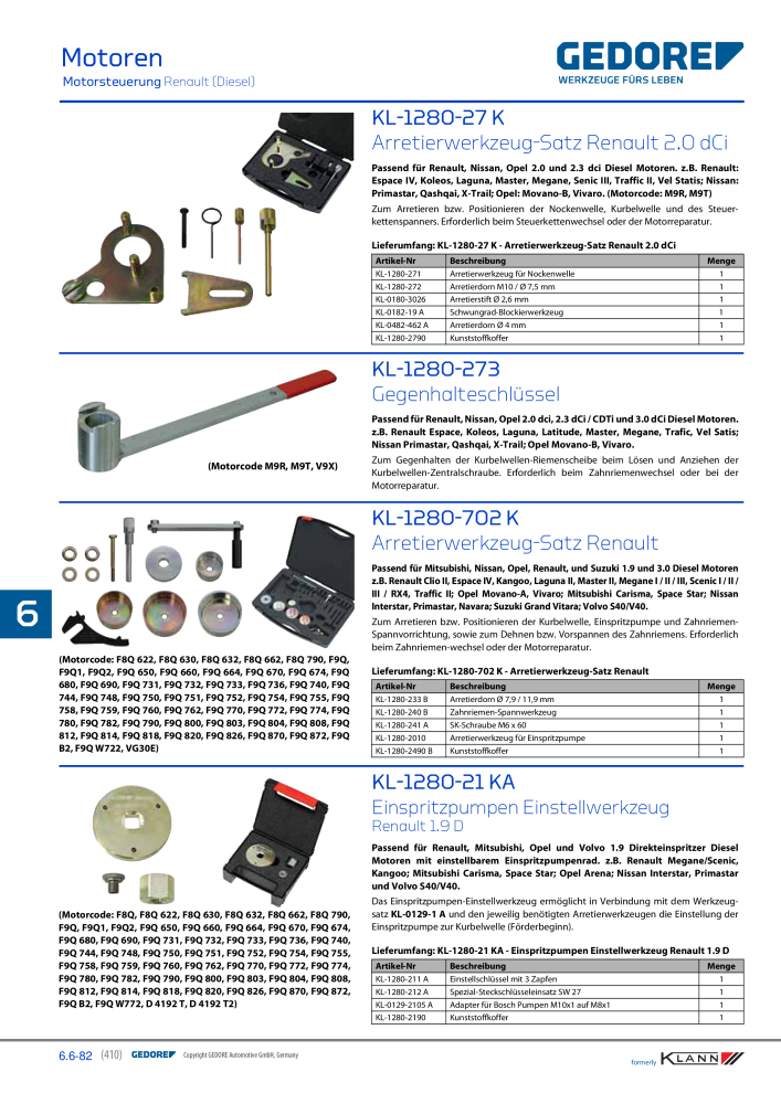 GEDORE Automotive KLANN Werkzeuge für Motoren NO.: 212 - Page 200