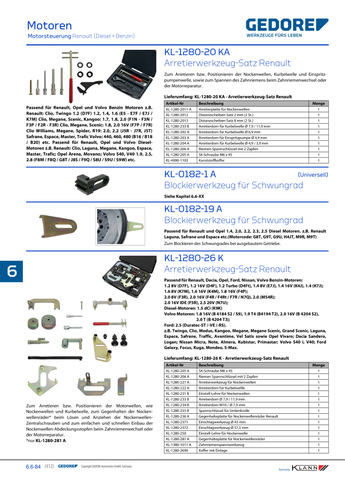 GEDORE Automotive KLANN Werkzeuge für Motoren NO.: 212 - Page 202