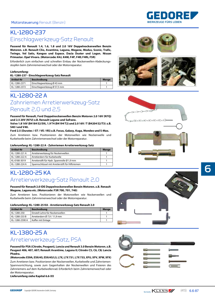 GEDORE Automotive KLANN Werkzeuge für Motoren NO.: 212 - Page 205