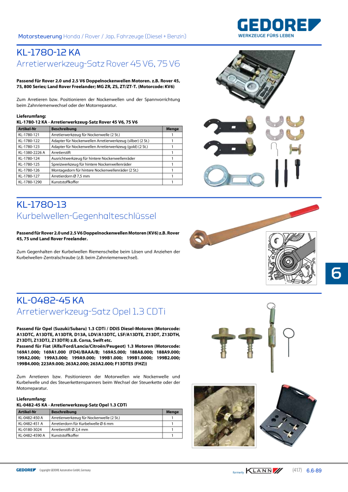 GEDORE Automotive KLANN Werkzeuge für Motoren NO.: 212 - Page 207