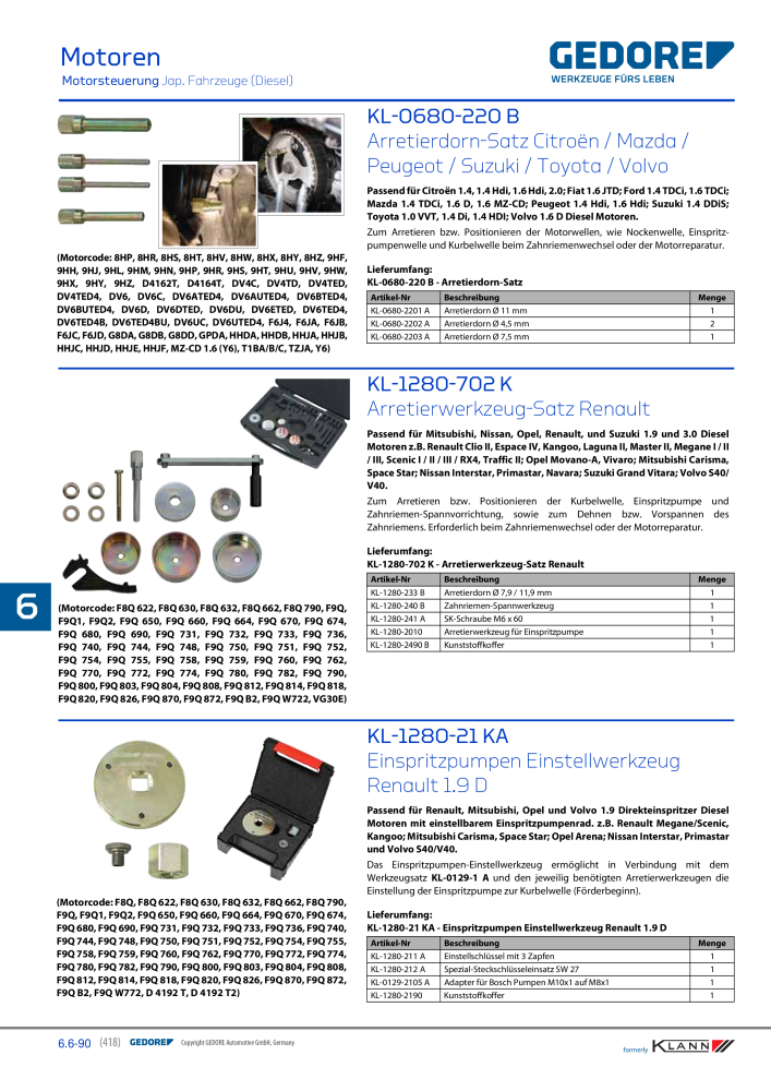 GEDORE Automotive KLANN Werkzeuge für Motoren NR.: 212 - Seite 208