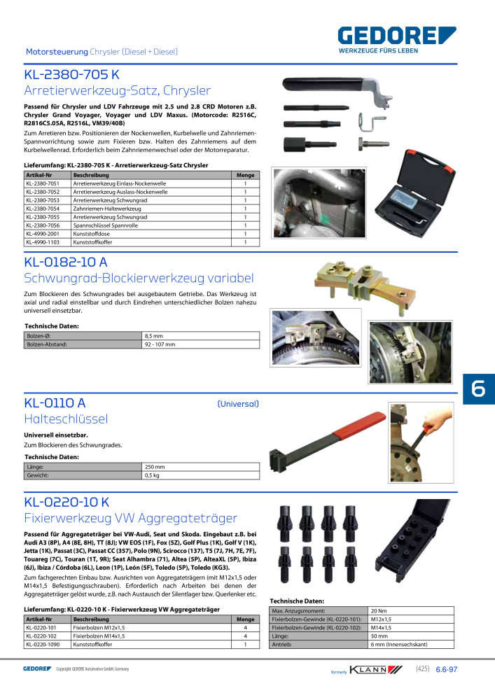 GEDORE Automotive KLANN Werkzeuge für Motoren NO.: 212 - Page 215
