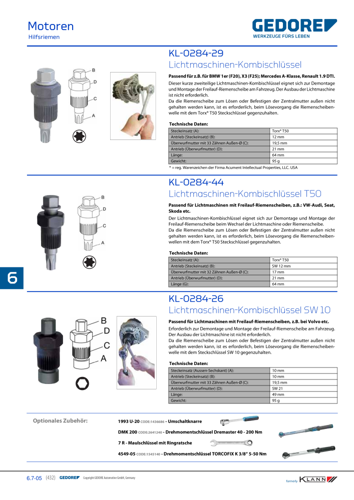 GEDORE Automotive KLANN Werkzeuge für Motoren NO.: 212 - Page 222