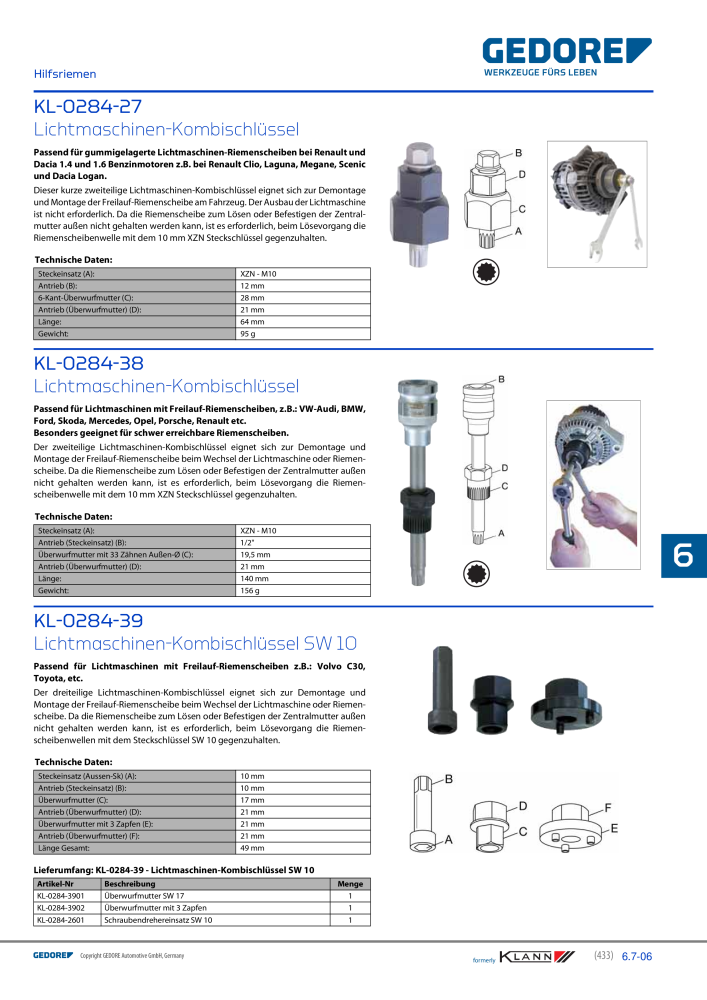 GEDORE Automotive KLANN Werkzeuge für Motoren NR.: 212 - Seite 223