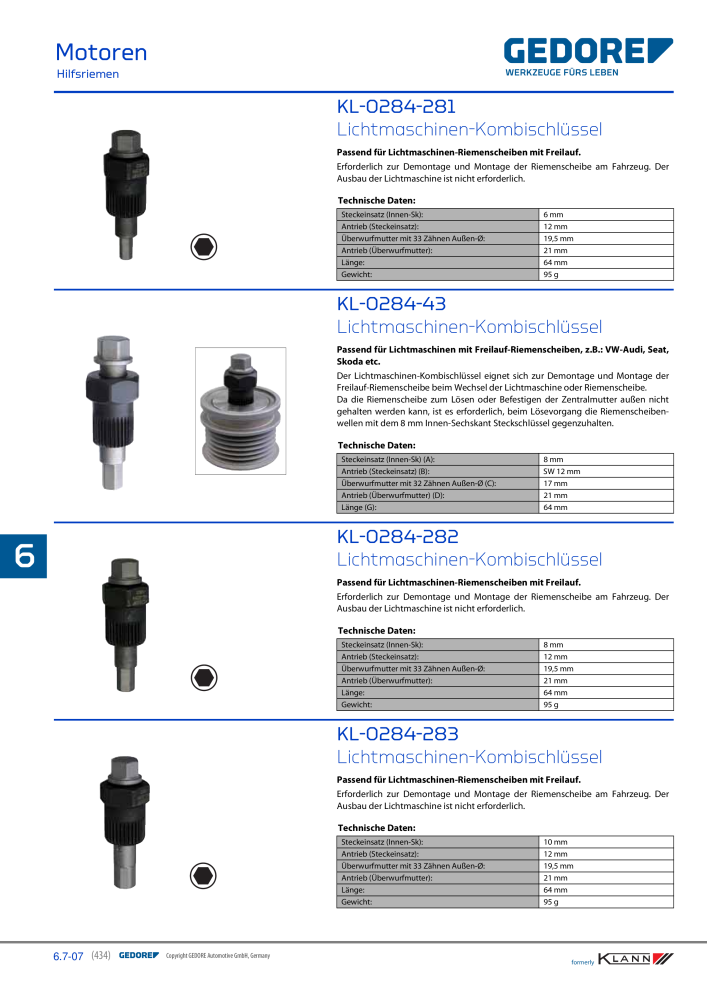GEDORE Automotive KLANN Werkzeuge für Motoren NR.: 212 - Seite 224