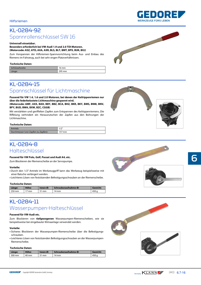 GEDORE Automotive KLANN Werkzeuge für Motoren NR.: 212 - Seite 233