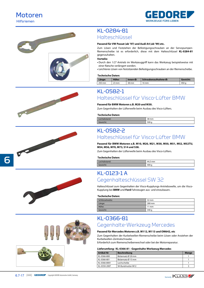 GEDORE Automotive KLANN Werkzeuge für Motoren Nb. : 212 - Page 234
