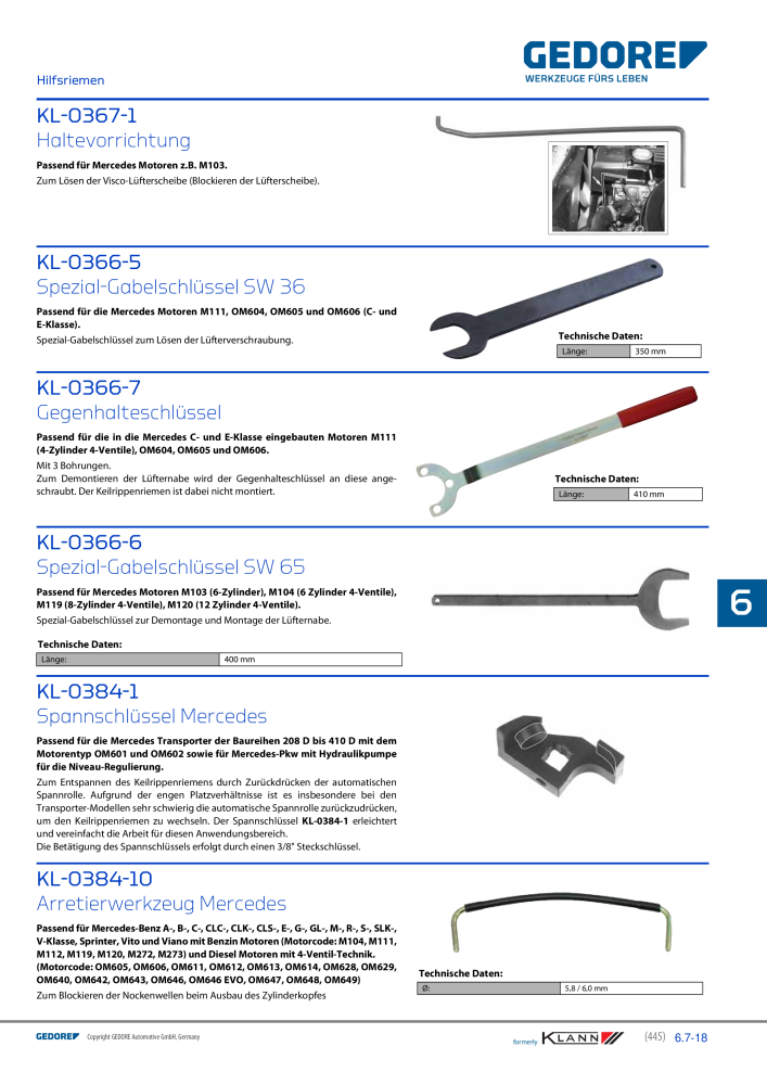 GEDORE Automotive KLANN Werkzeuge für Motoren NR.: 212 - Seite 235