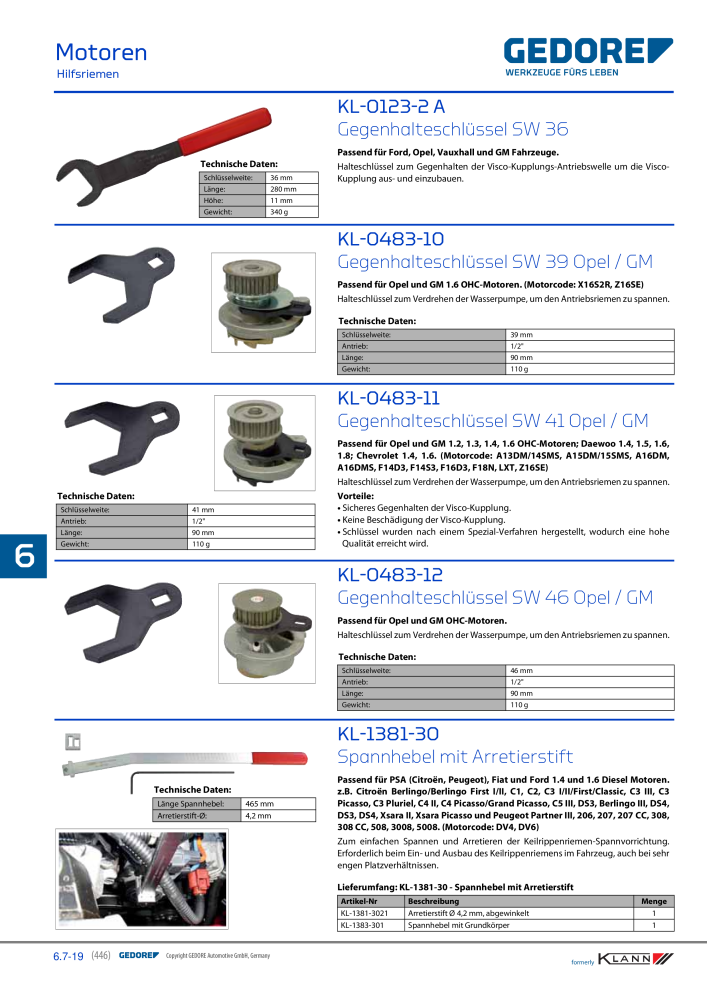 GEDORE Automotive KLANN Werkzeuge für Motoren NO.: 212 - Page 236