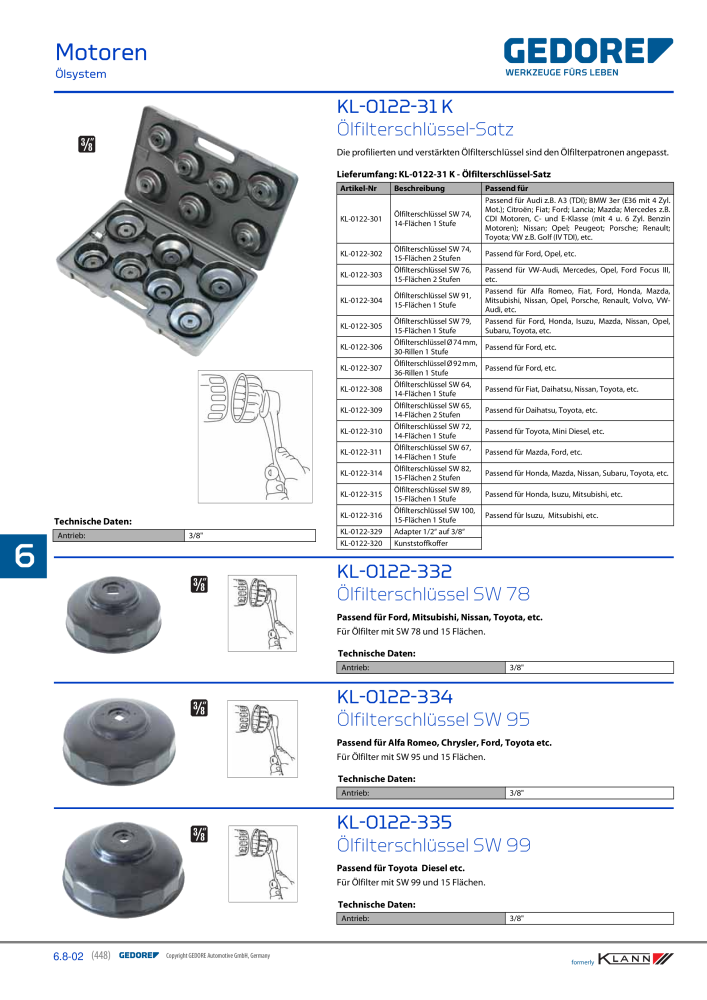 GEDORE Automotive KLANN Werkzeuge für Motoren Nb. : 212 - Page 238