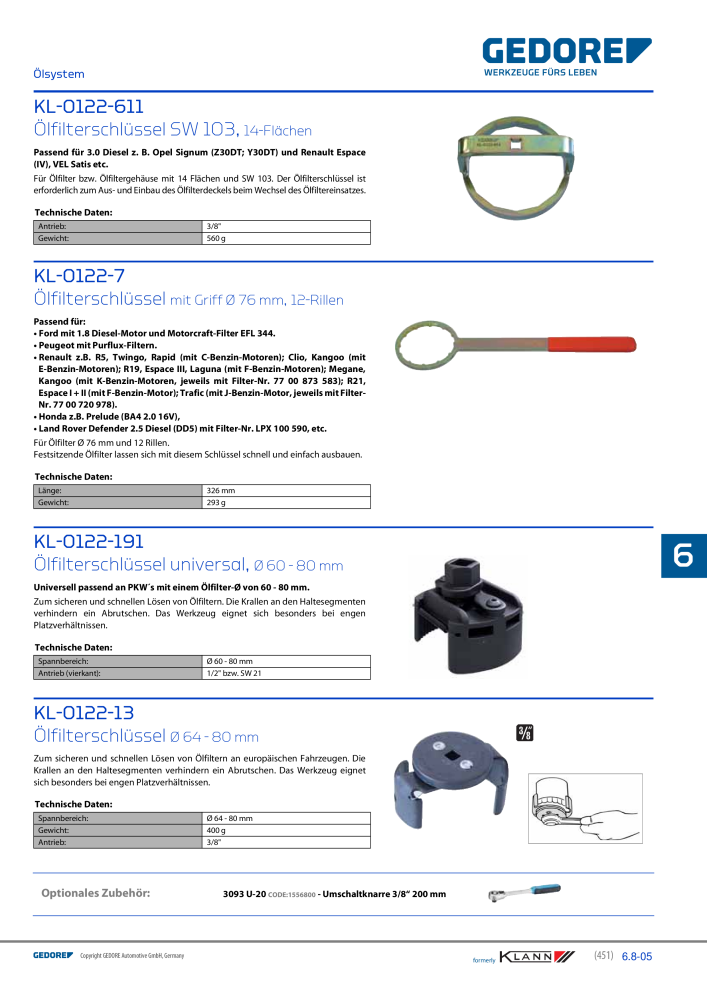 GEDORE Automotive KLANN Werkzeuge für Motoren NO.: 212 - Page 241