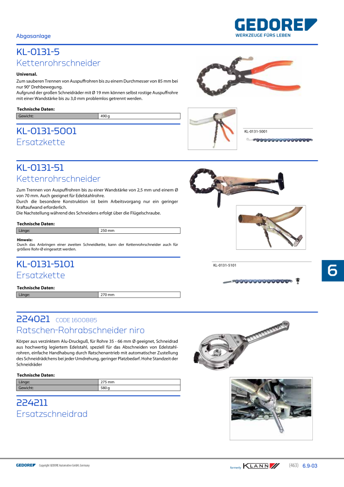 GEDORE Automotive KLANN Werkzeuge für Motoren NR.: 212 - Seite 253