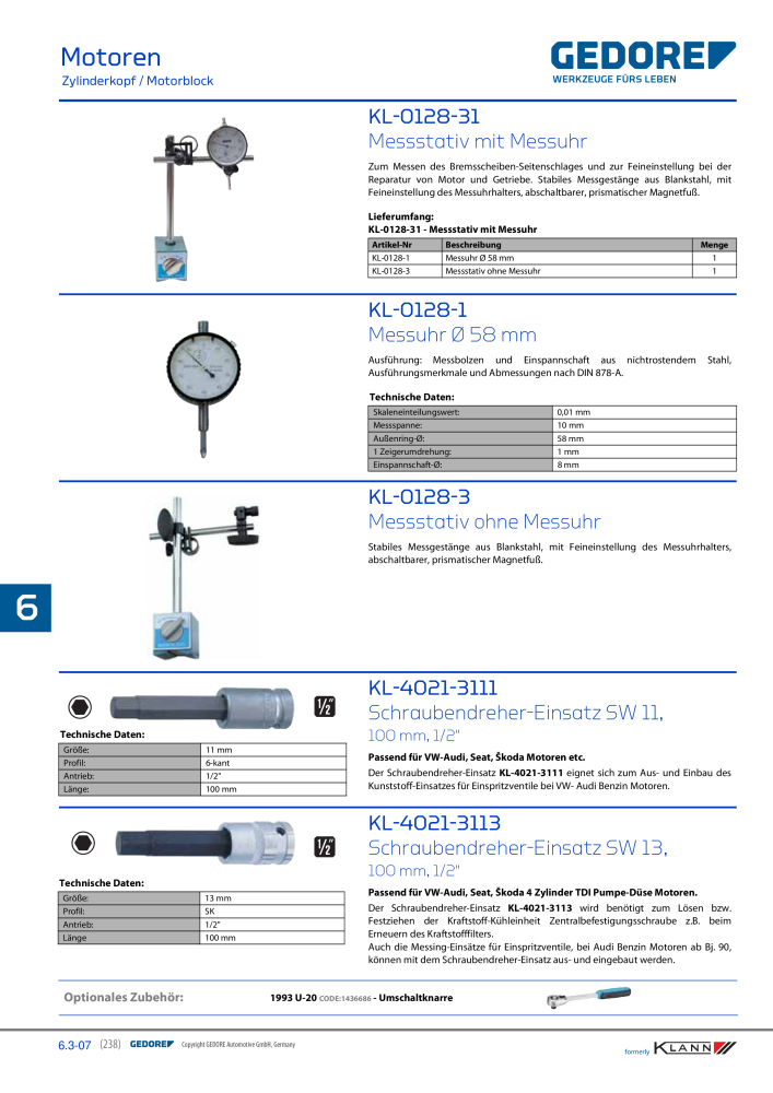 GEDORE Automotive KLANN Werkzeuge für Motoren NR.: 212 - Seite 28