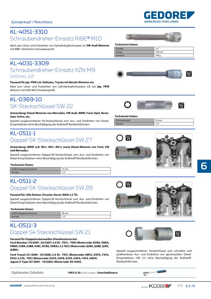 GEDORE Automotive KLANN Werkzeuge für Motoren Nb. : 212 - Page 31