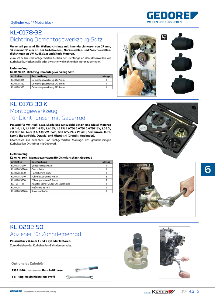 GEDORE Automotive KLANN Werkzeuge für Motoren NO.: 212 - Page 33