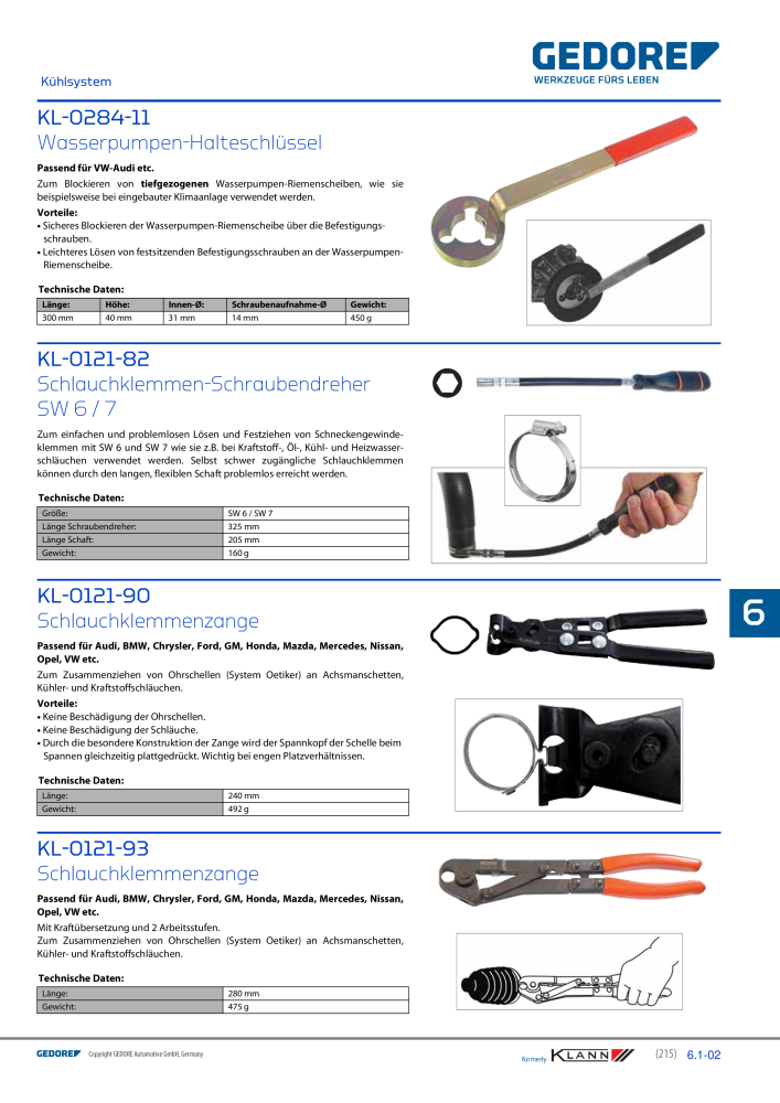 GEDORE Automotive KLANN Werkzeuge für Motoren Nb. : 212 - Page 5