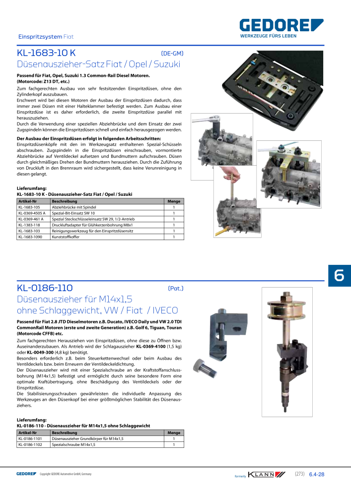GEDORE Automotive KLANN Werkzeuge für Motoren NR.: 212 - Seite 63