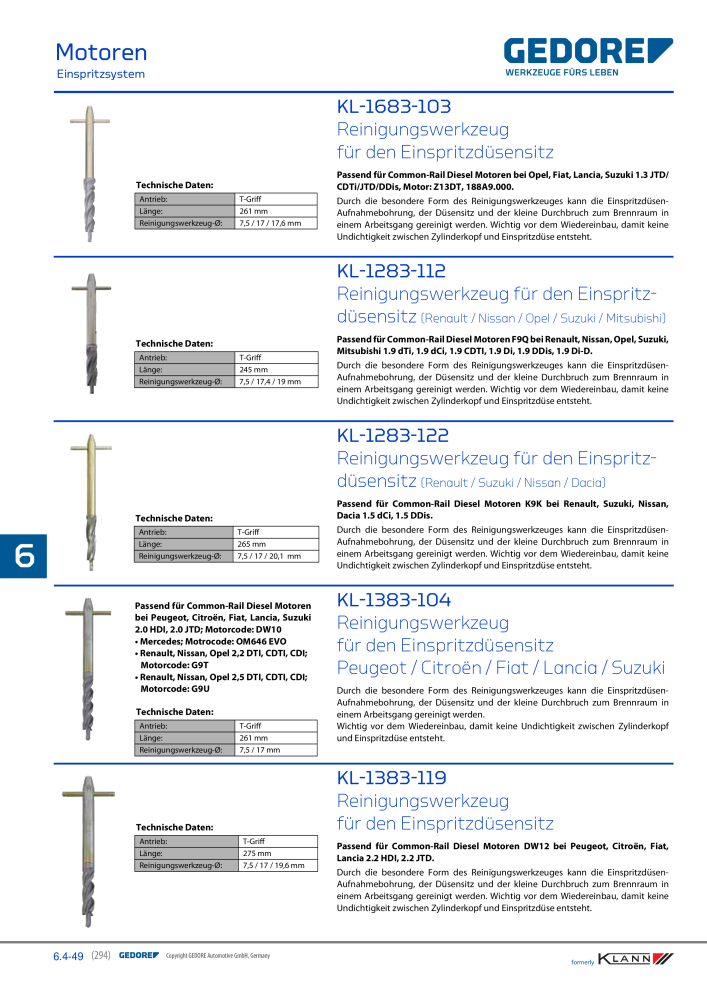 GEDORE Automotive KLANN Werkzeuge für Motoren NR.: 212 - Seite 84
