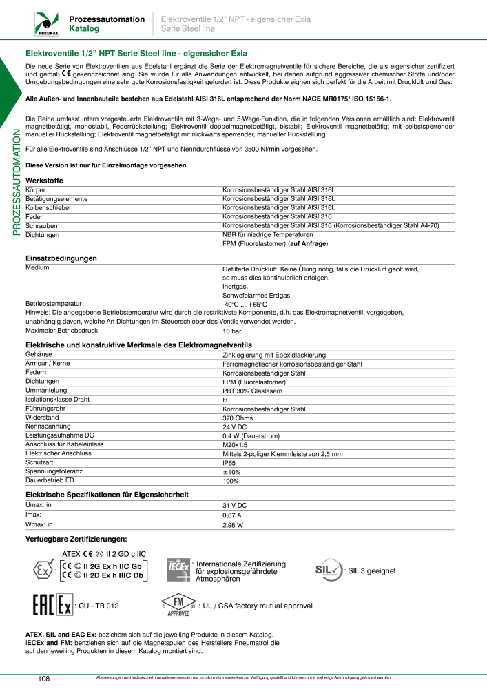 Pneumax - Prozessautomation NO.: 21208 - Page 110