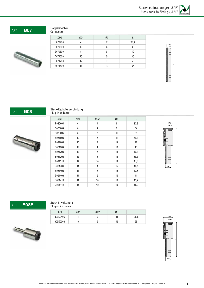 Pneumax - Verschraubungen und Zubehör NO.: 21216 - Page 11