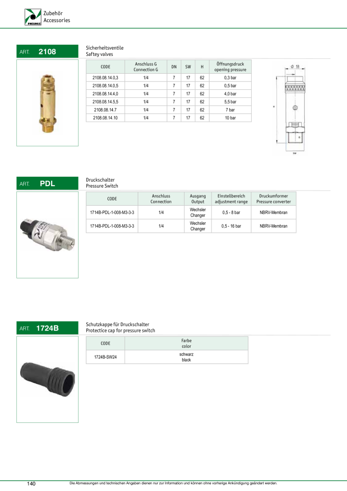 Pneumax - Verschraubungen und Zubehör NO.: 21216 - Page 140