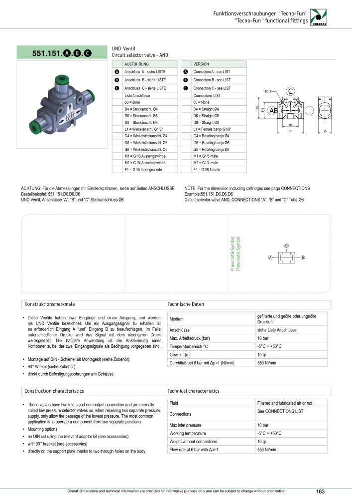 Pneumax - Verschraubungen und Zubehör NO.: 21216 - Page 163