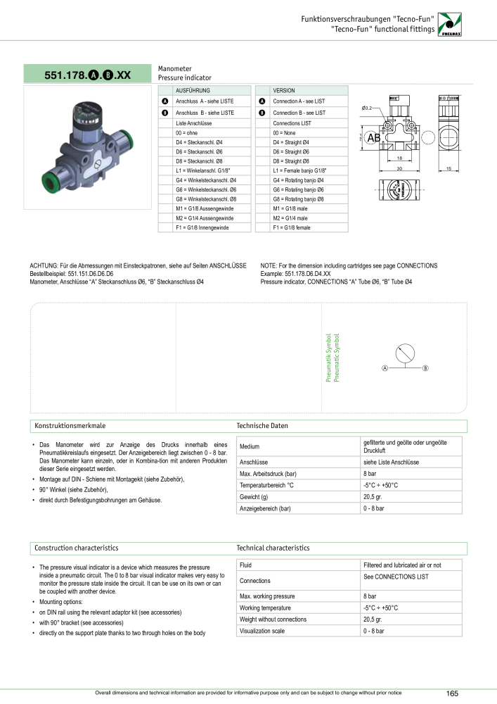 Pneumax - Verschraubungen und Zubehör NO.: 21216 - Page 165