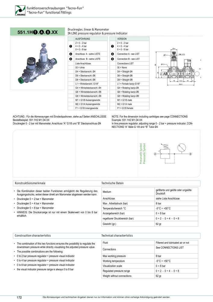 Pneumax - Verschraubungen und Zubehör NR.: 21216 - Seite 172