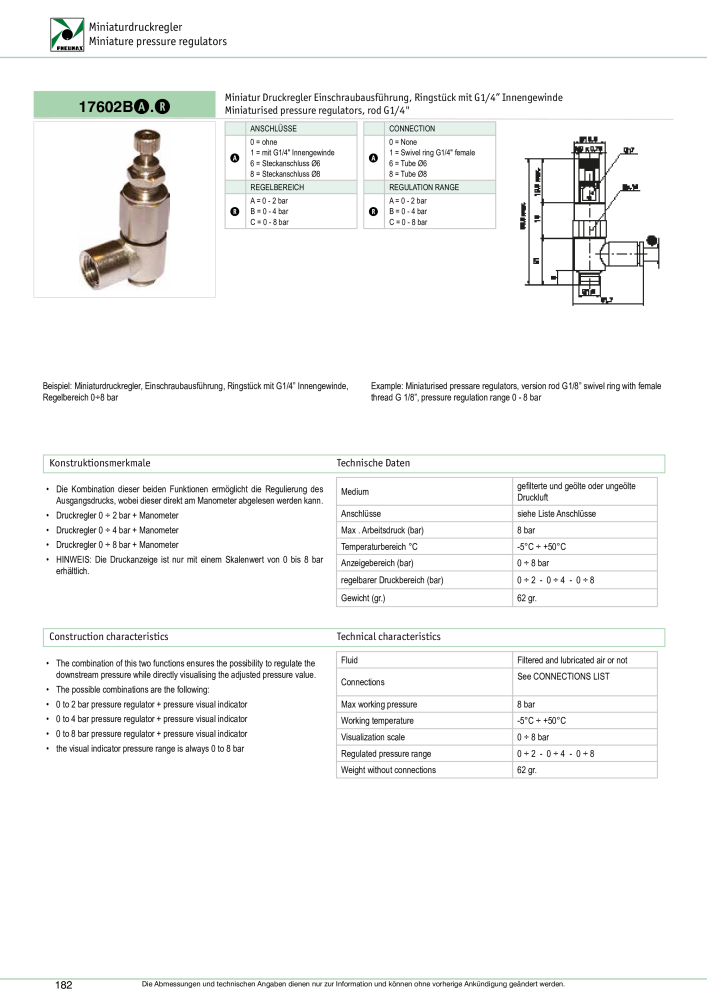 Pneumax - Verschraubungen und Zubehör NR.: 21216 - Seite 182
