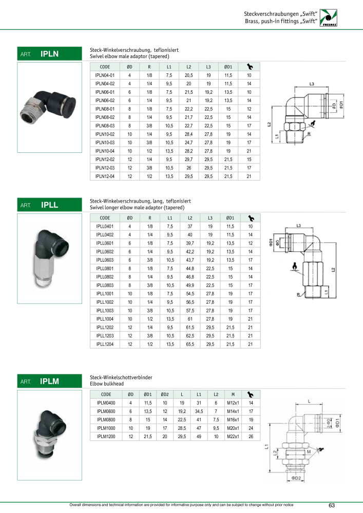 Pneumax - Verschraubungen und Zubehör NO.: 21216 - Page 63