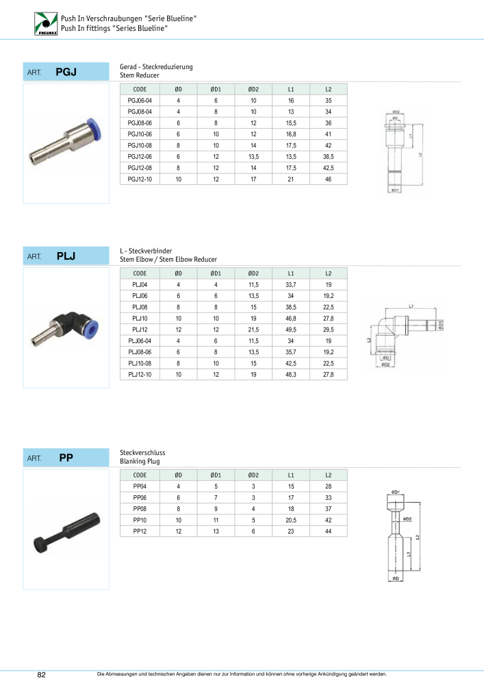 Pneumax - Verschraubungen und Zubehör NR.: 21216 - Seite 82