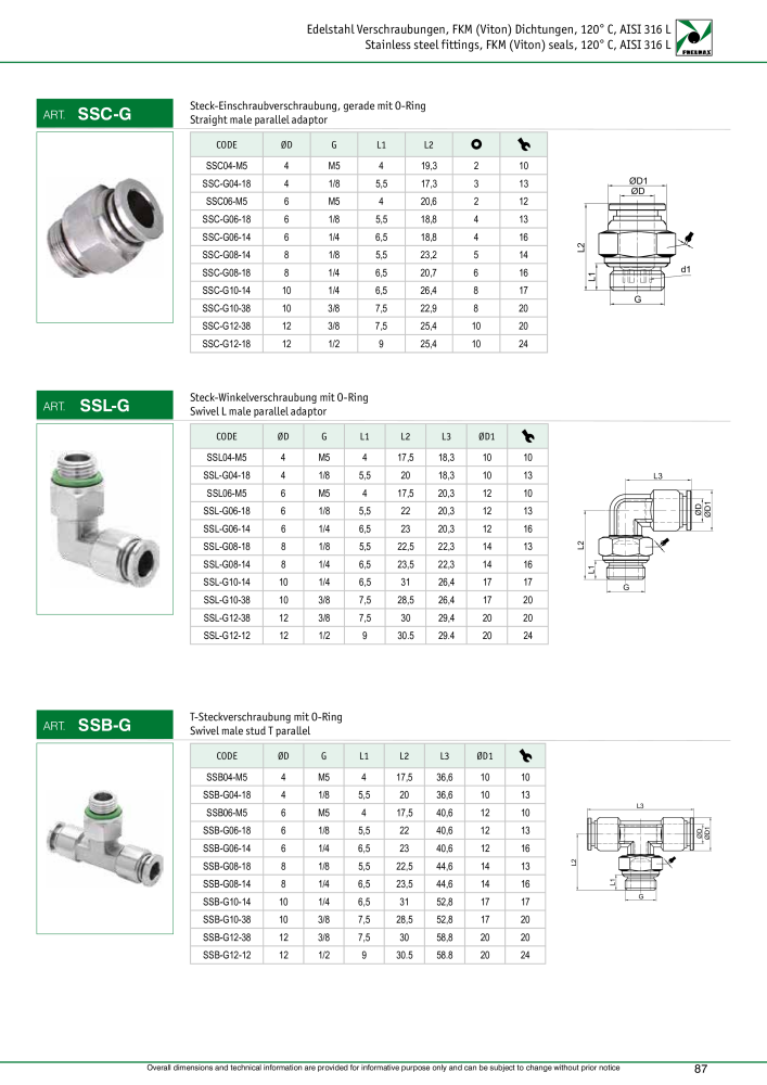 Pneumax - Verschraubungen und Zubehör NO.: 21216 - Page 87