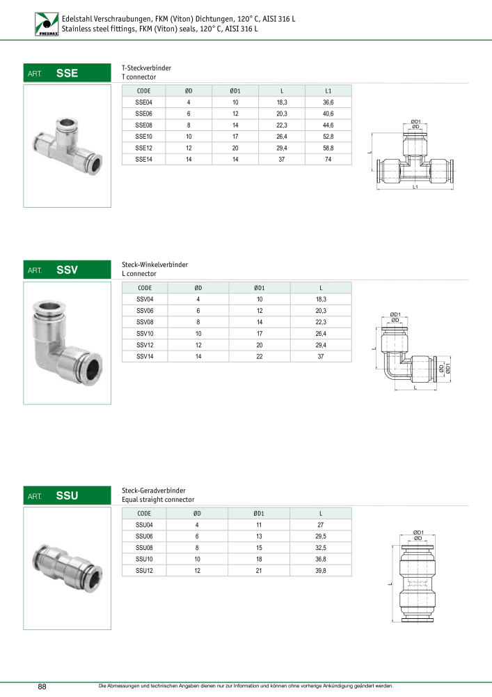 Pneumax - Verschraubungen und Zubehör NR.: 21216 - Seite 88