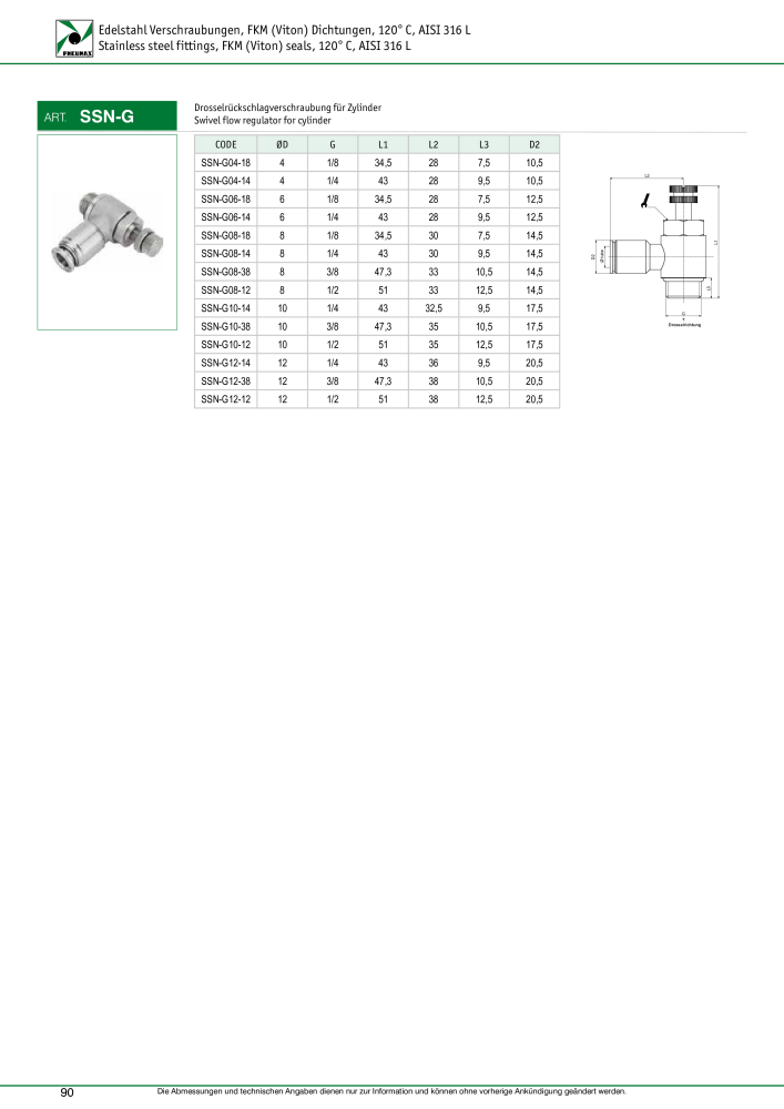 Pneumax - Verschraubungen und Zubehör NO.: 21216 - Page 90