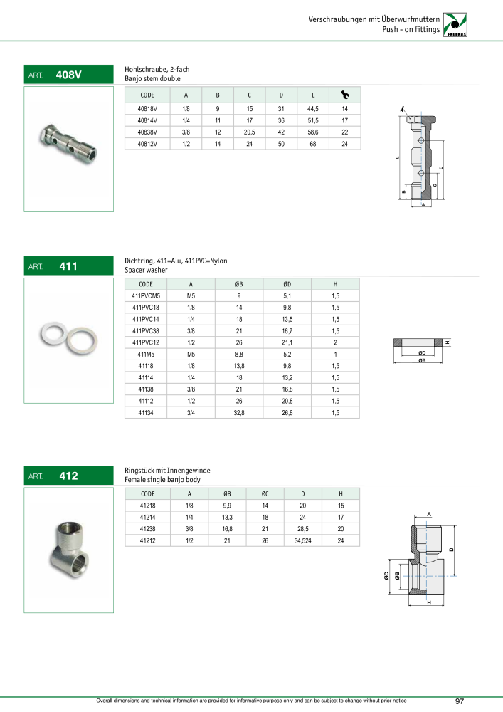 Pneumax - Verschraubungen und Zubehör NO.: 21216 - Page 97