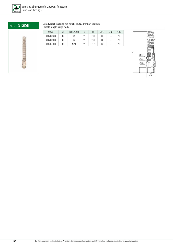 Pneumax - Verschraubungen und Zubehör NR.: 21216 - Seite 98