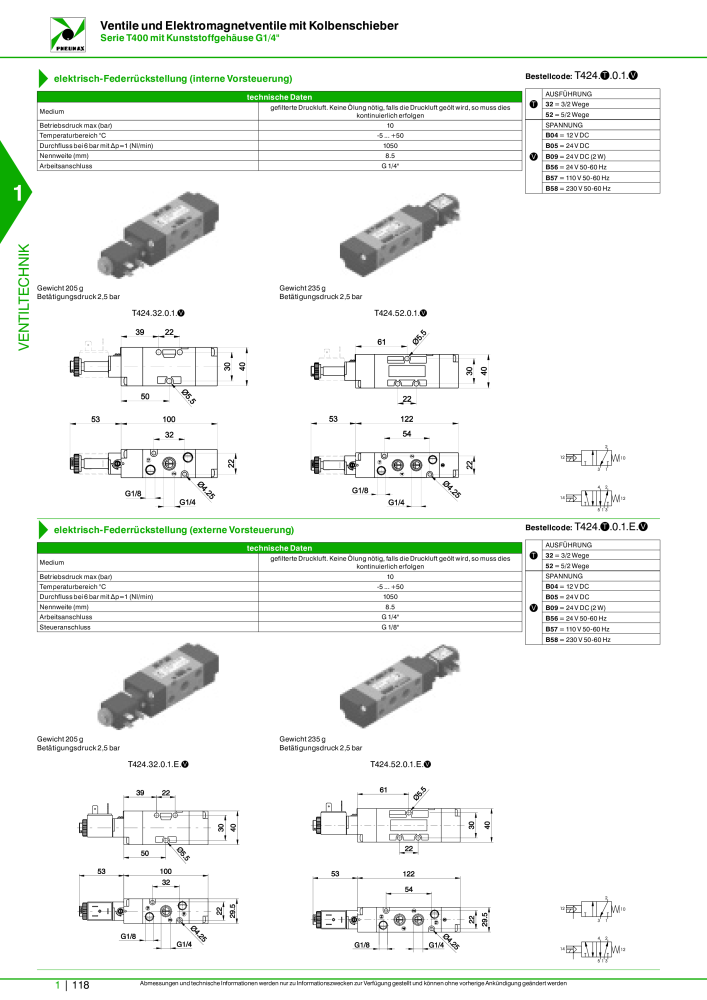 Pneumax - Hauptkatalog Nb. : 21218 - Page 138