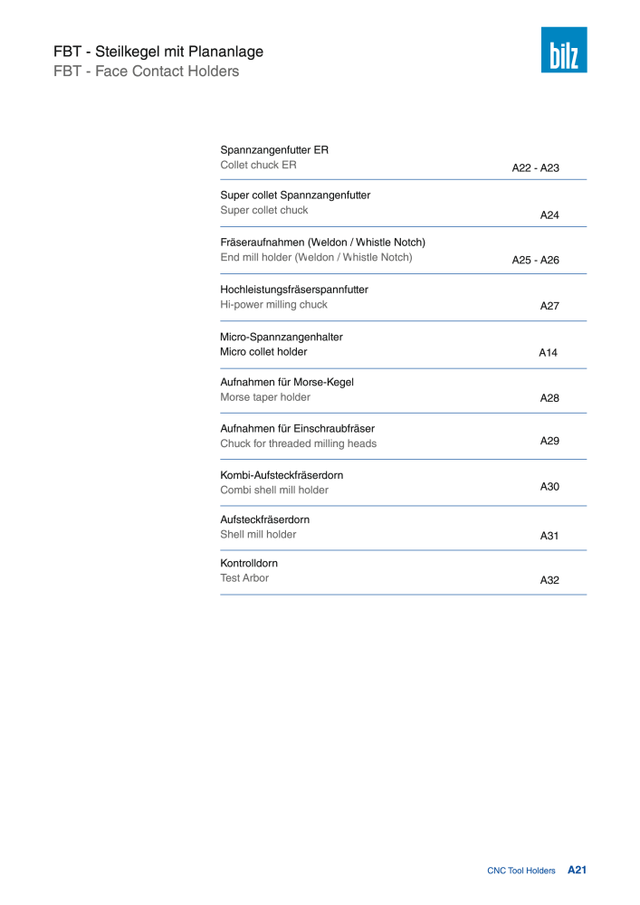 BILZ - CNC Werkzeughalter NR.: 21290 - Seite 25