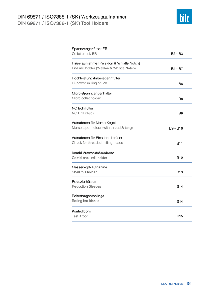 BILZ - CNC Werkzeughalter NR.: 21290 - Seite 37