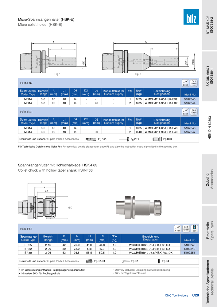 BILZ - CNC Werkzeughalter NR.: 21290 - Seite 71