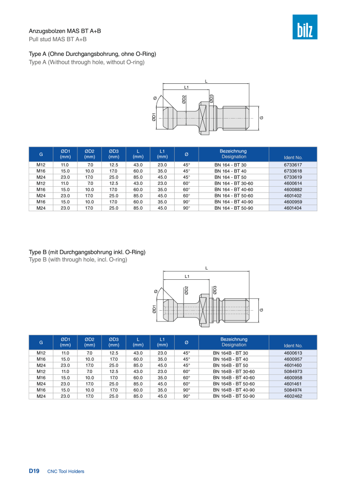 BILZ - CNC Werkzeughalter NR.: 21290 - Seite 90