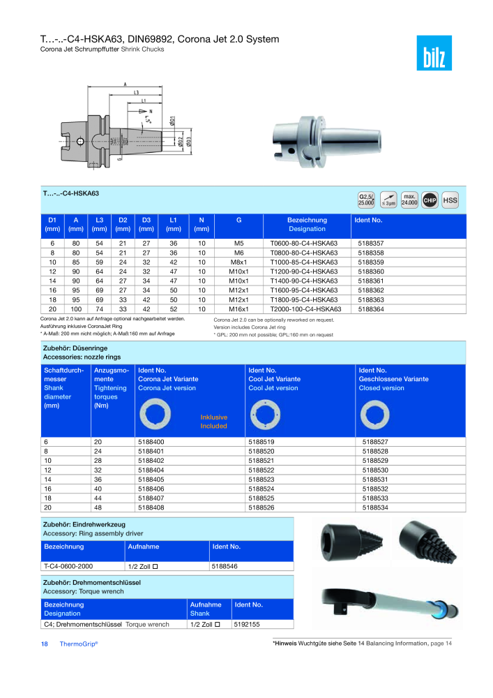 BILZ - ThermoGrip ® Schrumpfspannfutter NR.: 21294 - Seite 17